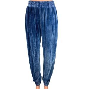 Missguided Blue Velour Velvet Elastic Waist Sweat Pants Jogger Track Pants Sz 4